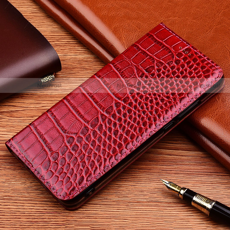 Leather Case Stands Flip Cover Holder H08P for Motorola Moto Edge S Pro 5G Red