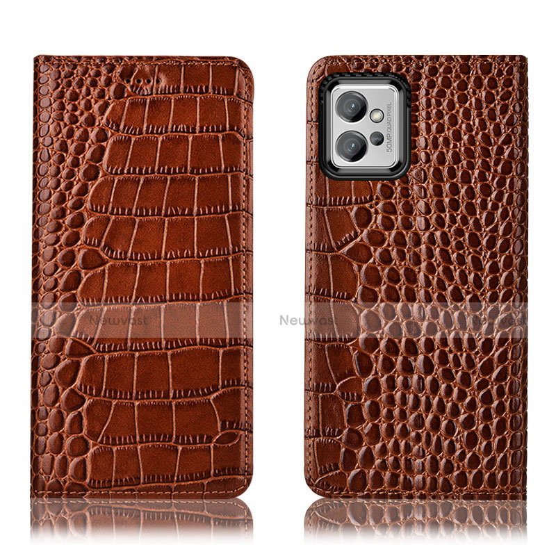 Leather Case Stands Flip Cover Holder H08P for Motorola Moto G32