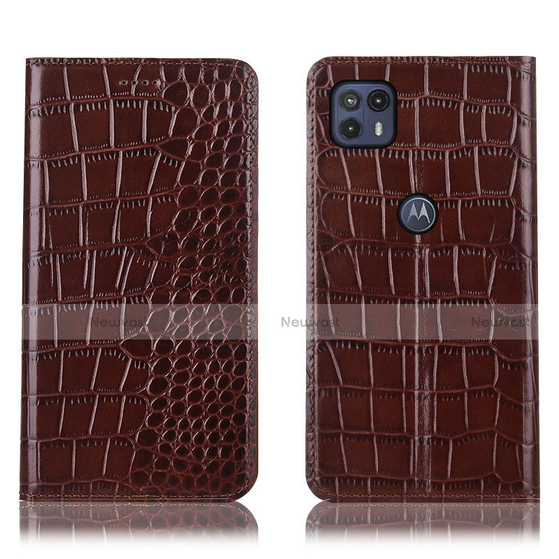 Leather Case Stands Flip Cover Holder H08P for Motorola Moto G50 5G