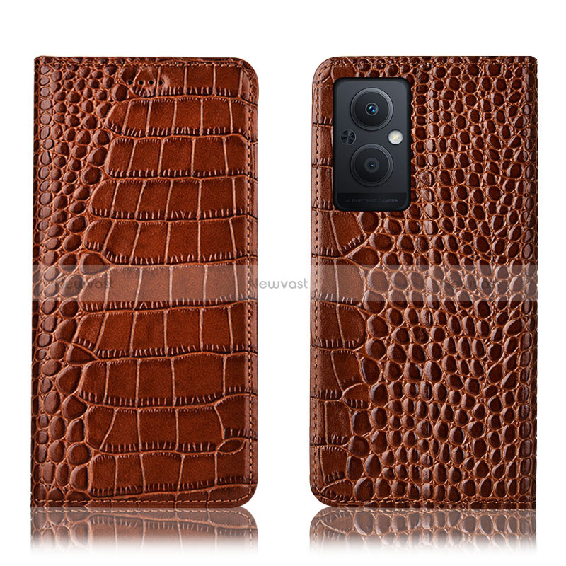 Leather Case Stands Flip Cover Holder H08P for Oppo Reno7 Z 5G