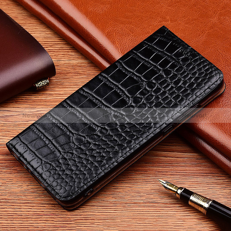 Leather Case Stands Flip Cover Holder H08P for Samsung Galaxy A51 5G Black