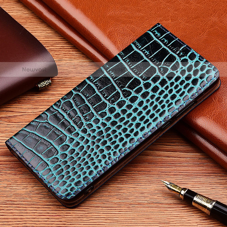 Leather Case Stands Flip Cover Holder H08P for Samsung Galaxy Note 10 Lite Blue