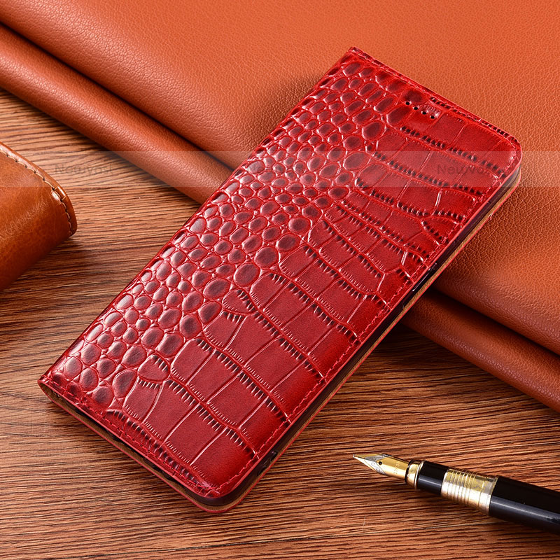 Leather Case Stands Flip Cover Holder H08P for Samsung Galaxy S21 5G Red