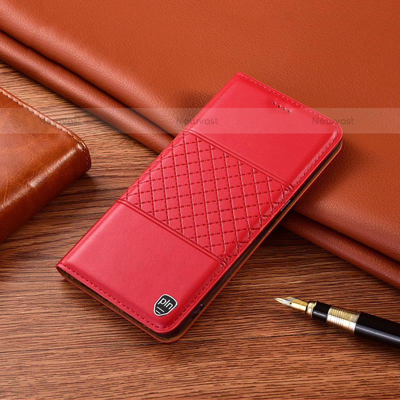 Leather Case Stands Flip Cover Holder H08P for Vivo iQOO 9 5G Red