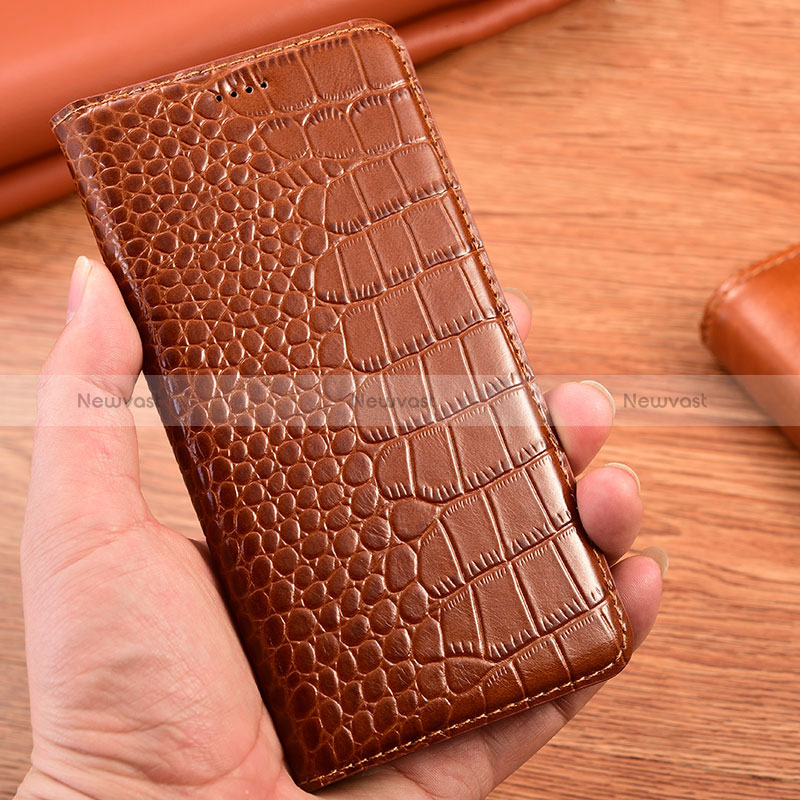 Leather Case Stands Flip Cover Holder H08P for Vivo V25 5G