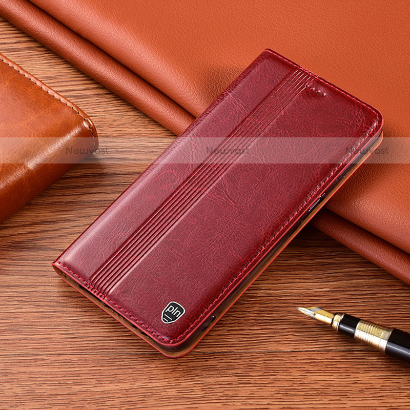 Leather Case Stands Flip Cover Holder H09P for Motorola Moto G10 Power Red