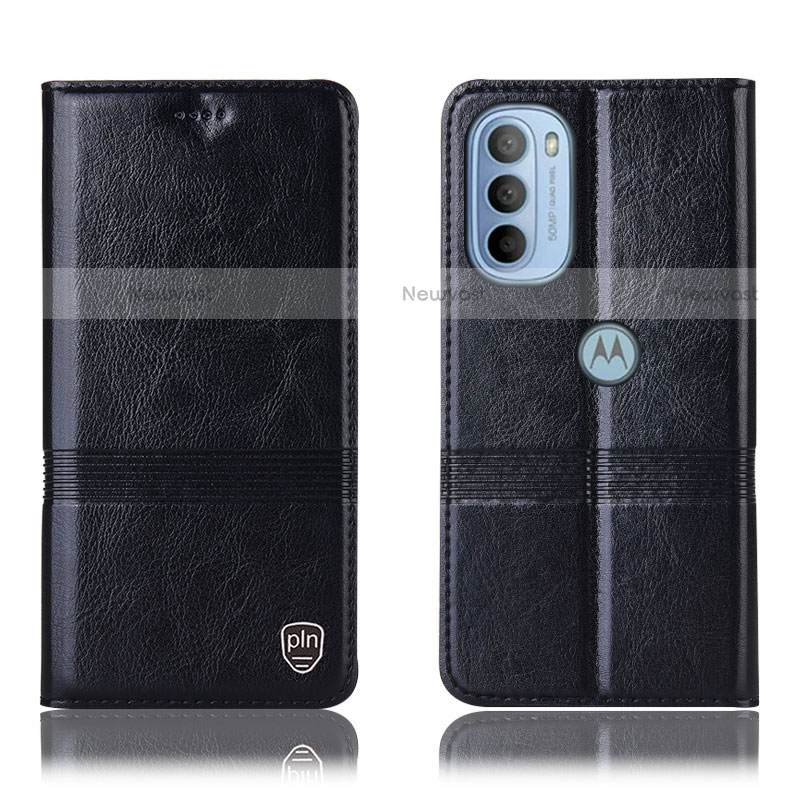 Leather Case Stands Flip Cover Holder H09P for Motorola Moto G31 Black