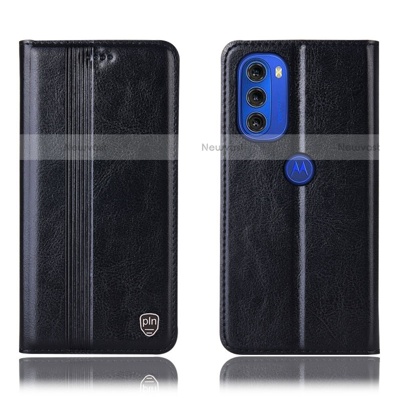 Leather Case Stands Flip Cover Holder H09P for Motorola Moto G51 5G