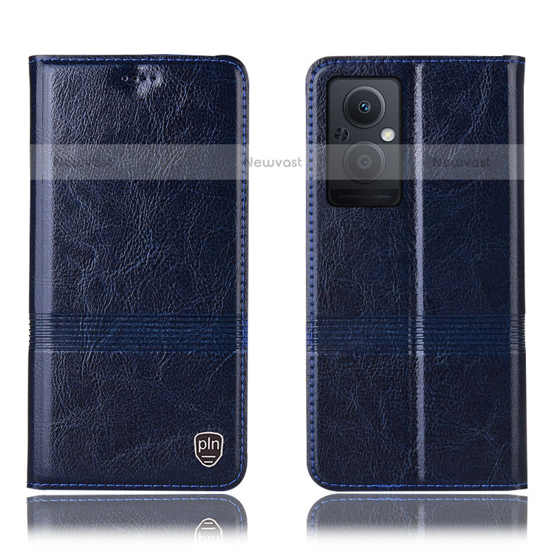 Leather Case Stands Flip Cover Holder H09P for OnePlus Nord N20 5G Blue