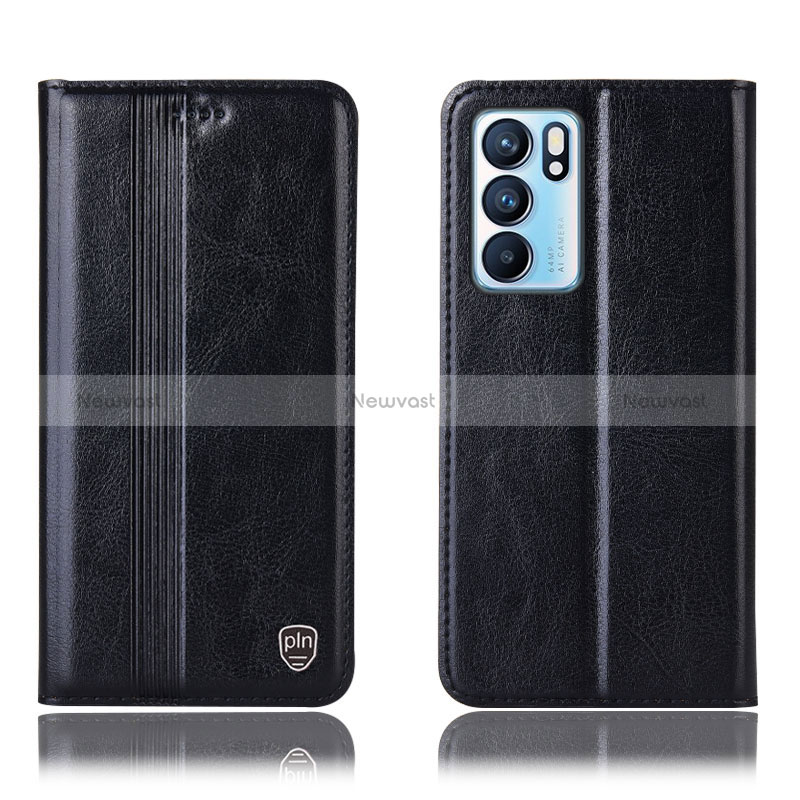 Leather Case Stands Flip Cover Holder H09P for Oppo Reno6 5G