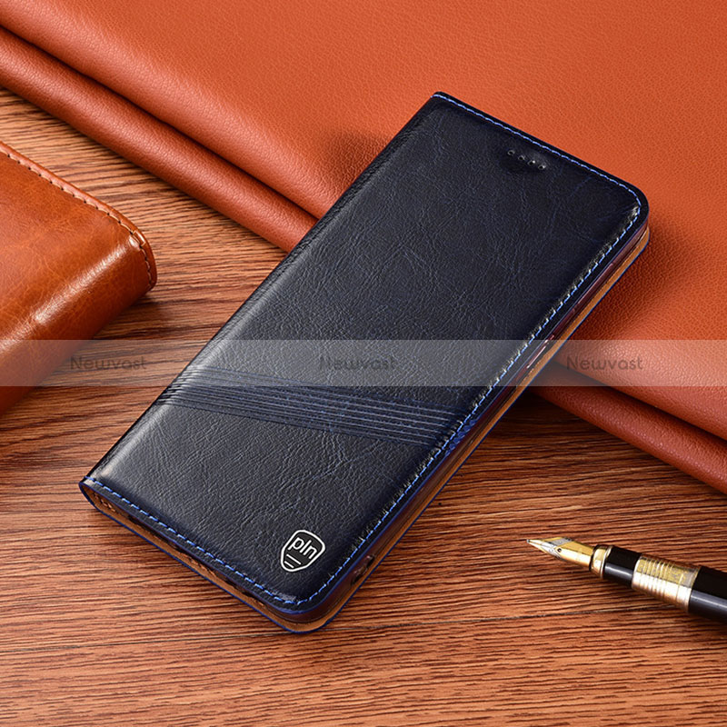Leather Case Stands Flip Cover Holder H09P for Samsung Galaxy M80S Blue
