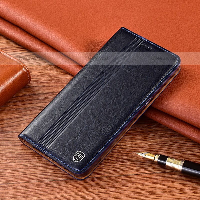 Leather Case Stands Flip Cover Holder H09P for Samsung Galaxy Note 10 5G Blue