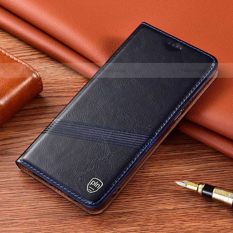 Leather Case Stands Flip Cover Holder H09P for Samsung Galaxy S21 5G Blue