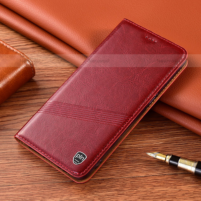 Leather Case Stands Flip Cover Holder H09P for Samsung Galaxy S21 5G Red
