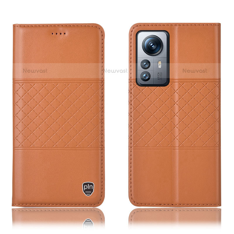 Leather Case Stands Flip Cover Holder H09P for Xiaomi Mi 12S Pro 5G Orange