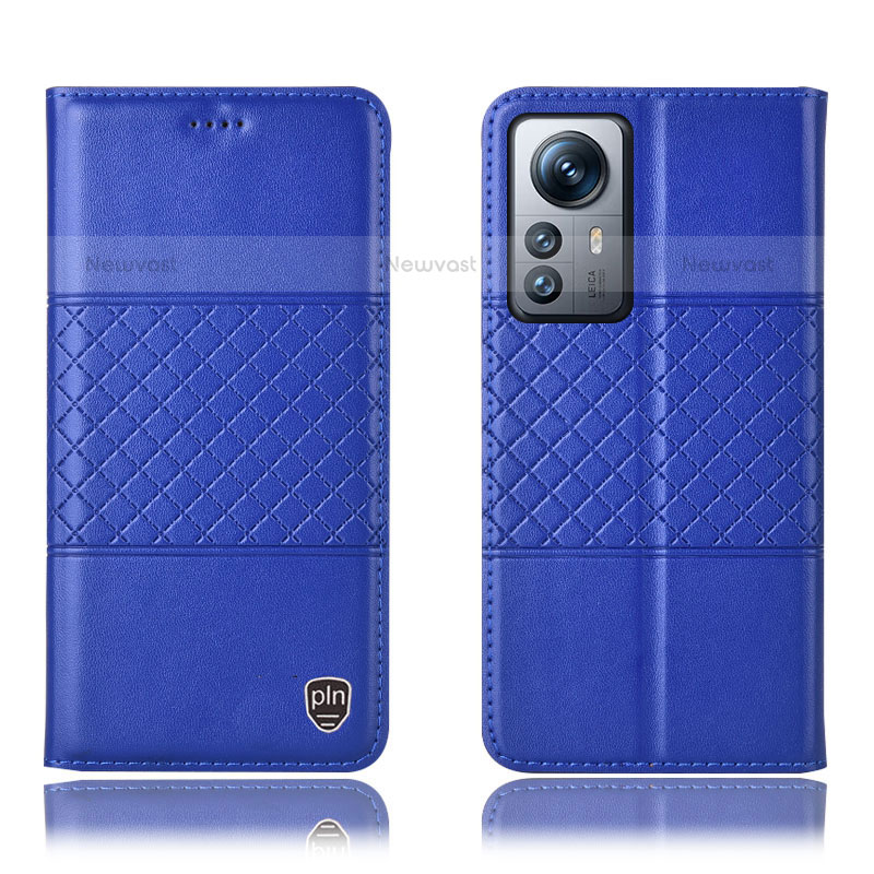 Leather Case Stands Flip Cover Holder H09P for Xiaomi Mi 12X 5G Blue