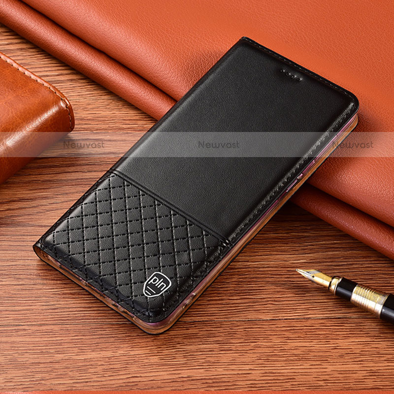 Leather Case Stands Flip Cover Holder H10P for Motorola Moto G10 Black