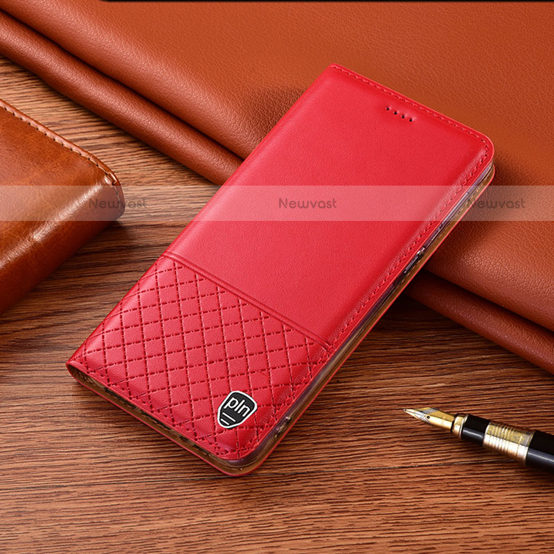 Leather Case Stands Flip Cover Holder H10P for Motorola Moto G10 Power Red