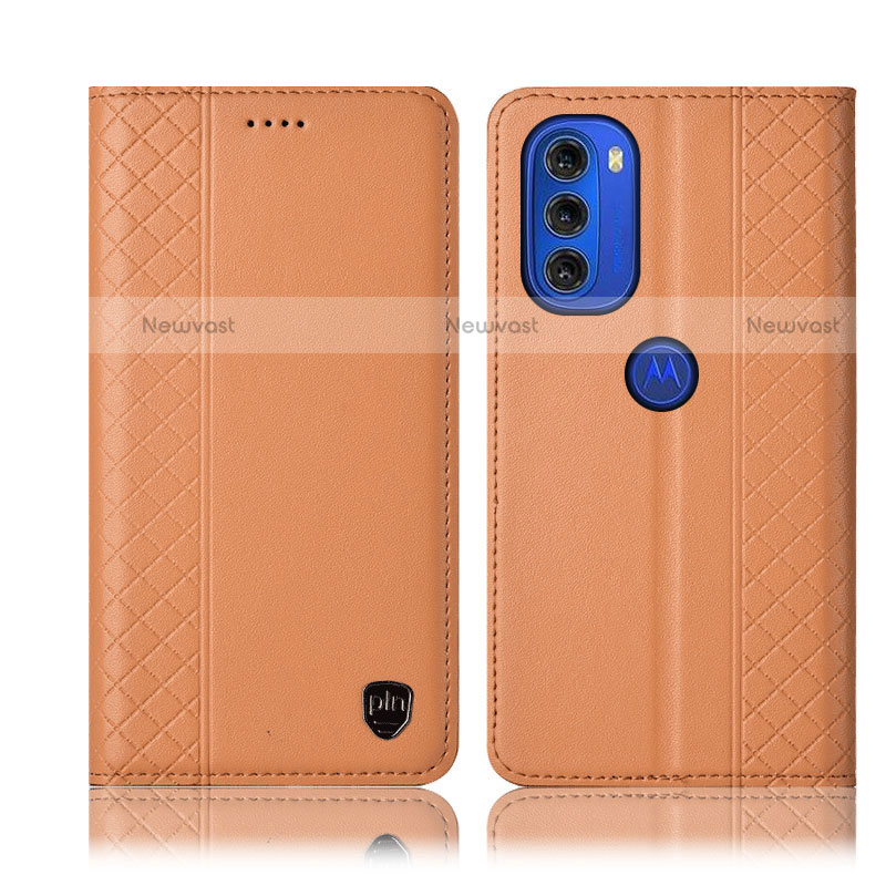 Leather Case Stands Flip Cover Holder H10P for Motorola Moto G51 5G