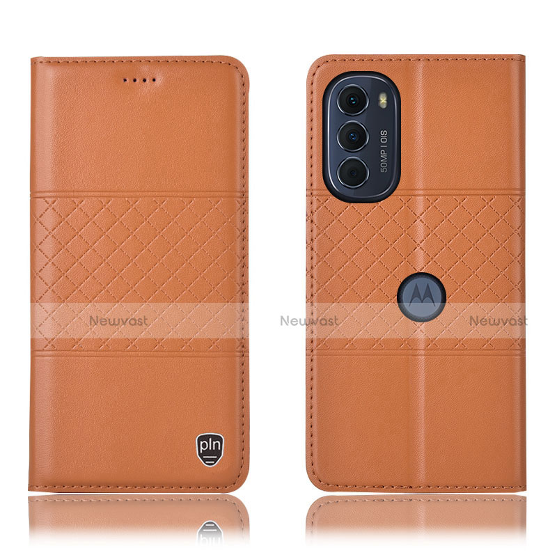 Leather Case Stands Flip Cover Holder H10P for Motorola MOTO G52