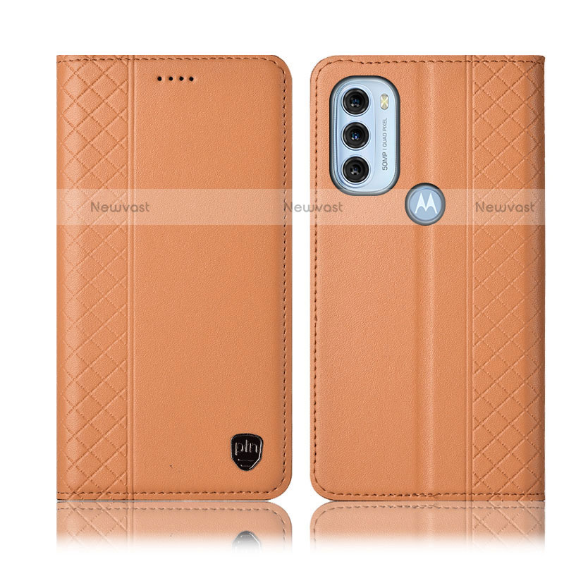 Leather Case Stands Flip Cover Holder H10P for Motorola Moto G71 5G