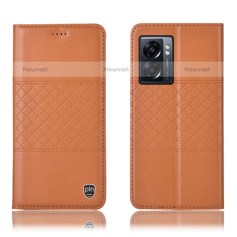 Leather Case Stands Flip Cover Holder H10P for OnePlus Nord N300 5G Orange