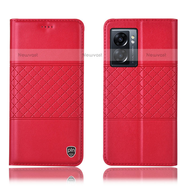 Leather Case Stands Flip Cover Holder H10P for OnePlus Nord N300 5G Red