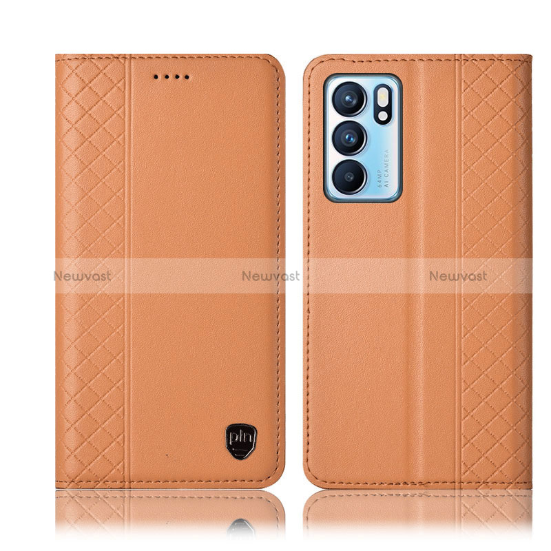 Leather Case Stands Flip Cover Holder H10P for Oppo Reno6 5G