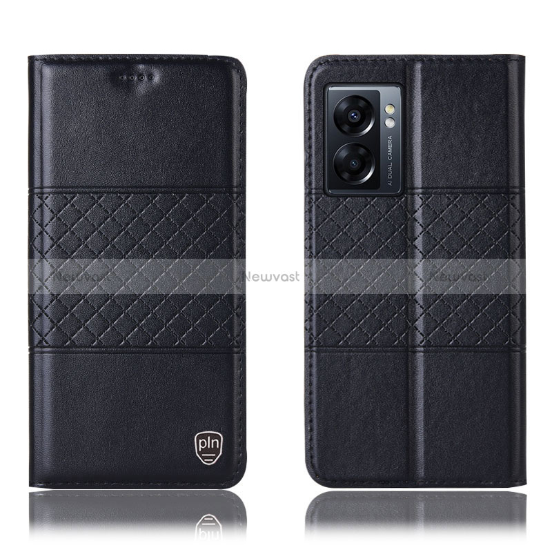 Leather Case Stands Flip Cover Holder H10P for Realme V23 5G Black