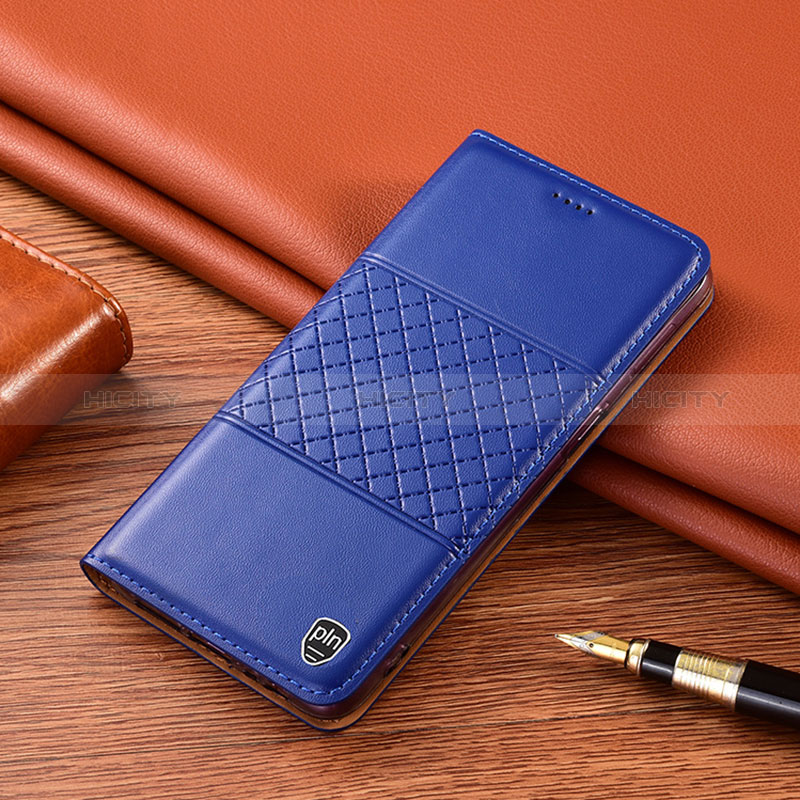 Leather Case Stands Flip Cover Holder H10P for Samsung Galaxy F52 5G Blue