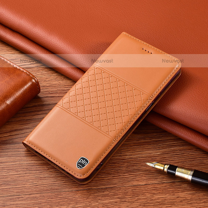 Leather Case Stands Flip Cover Holder H10P for Samsung Galaxy Note 10 Plus 5G Orange