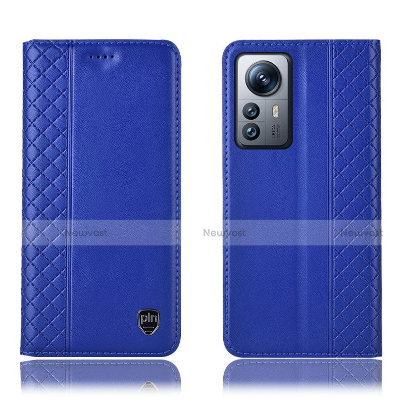 Leather Case Stands Flip Cover Holder H10P for Xiaomi Mi 12 5G Blue