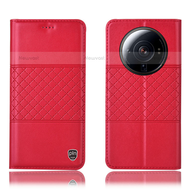 Leather Case Stands Flip Cover Holder H10P for Xiaomi Mi 12 Ultra 5G Red