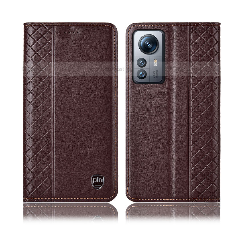 Leather Case Stands Flip Cover Holder H10P for Xiaomi Mi 12S Pro 5G Brown