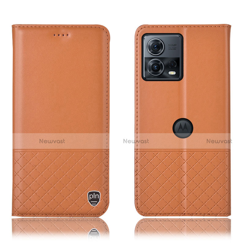 Leather Case Stands Flip Cover Holder H11P for Motorola Moto Edge S30 Pro 5G Orange