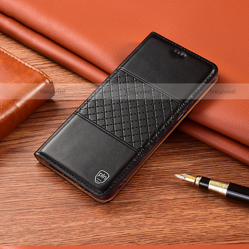 Leather Case Stands Flip Cover Holder H11P for Motorola Moto G10 Black