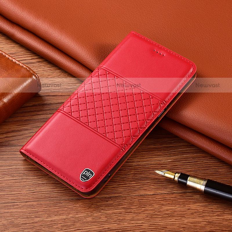 Leather Case Stands Flip Cover Holder H11P for Motorola Moto G10 Red