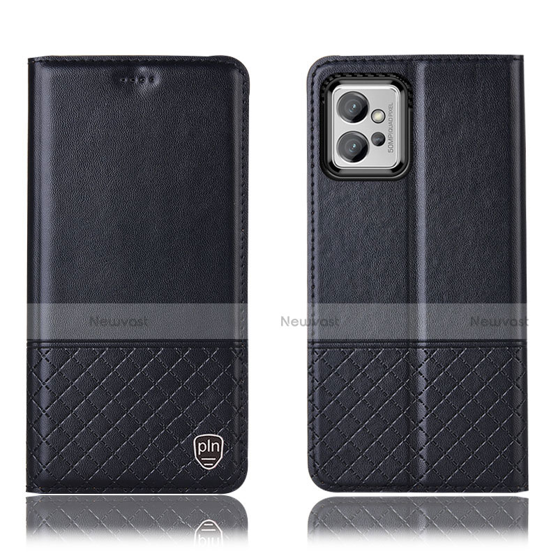 Leather Case Stands Flip Cover Holder H11P for Motorola Moto G32 Black