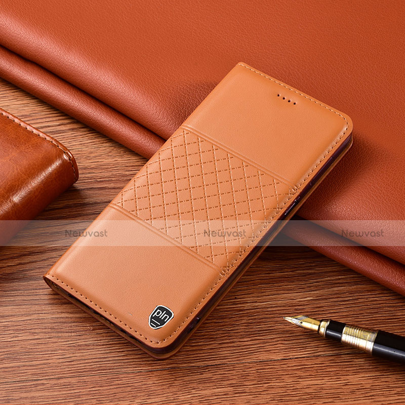 Leather Case Stands Flip Cover Holder H11P for Motorola Moto G40 Fusion Orange