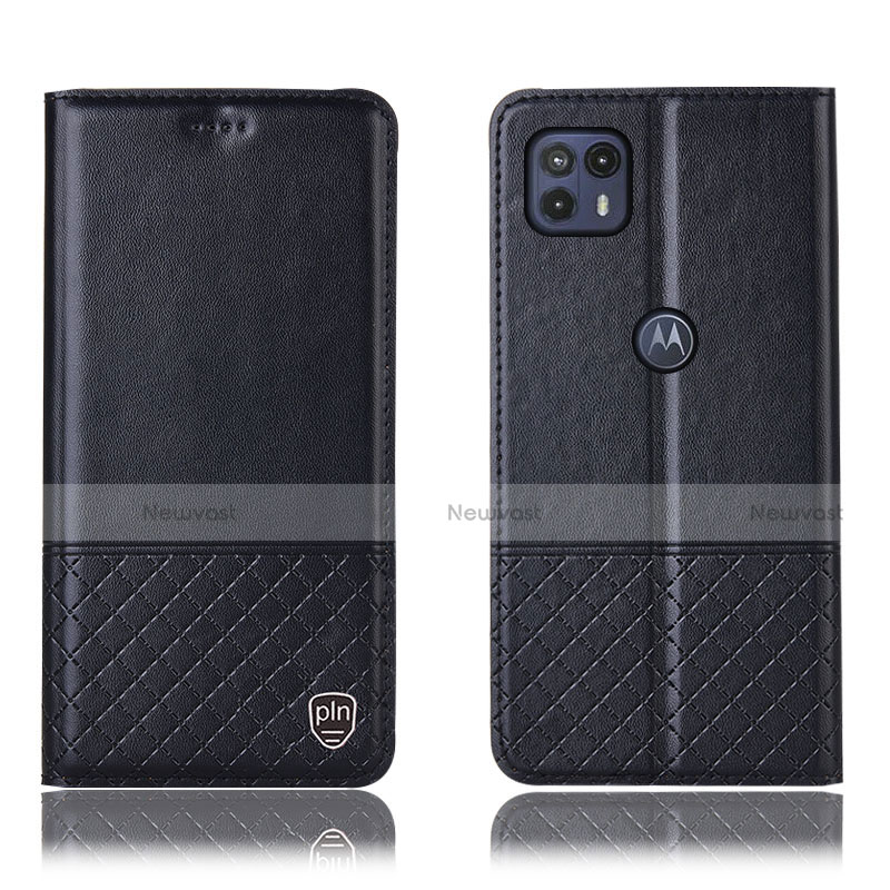 Leather Case Stands Flip Cover Holder H11P for Motorola Moto G50 5G Black