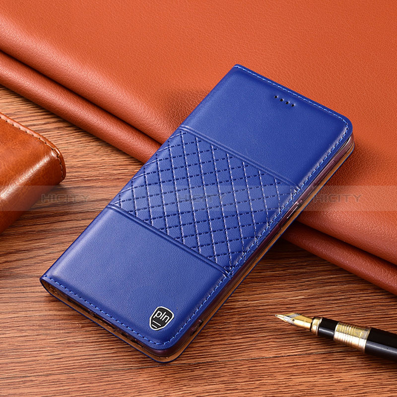Leather Case Stands Flip Cover Holder H11P for Samsung Galaxy M13 4G Blue