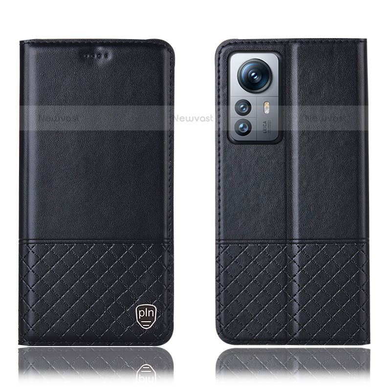 Leather Case Stands Flip Cover Holder H11P for Xiaomi Mi 12X 5G Black