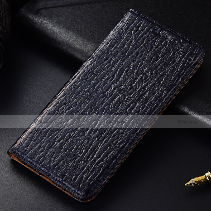 Leather Case Stands Flip Cover Holder H15P for Motorola Moto G30 Blue