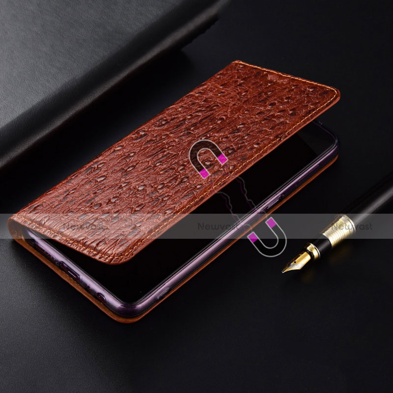 Leather Case Stands Flip Cover Holder H15P for Motorola Moto G40 Fusion