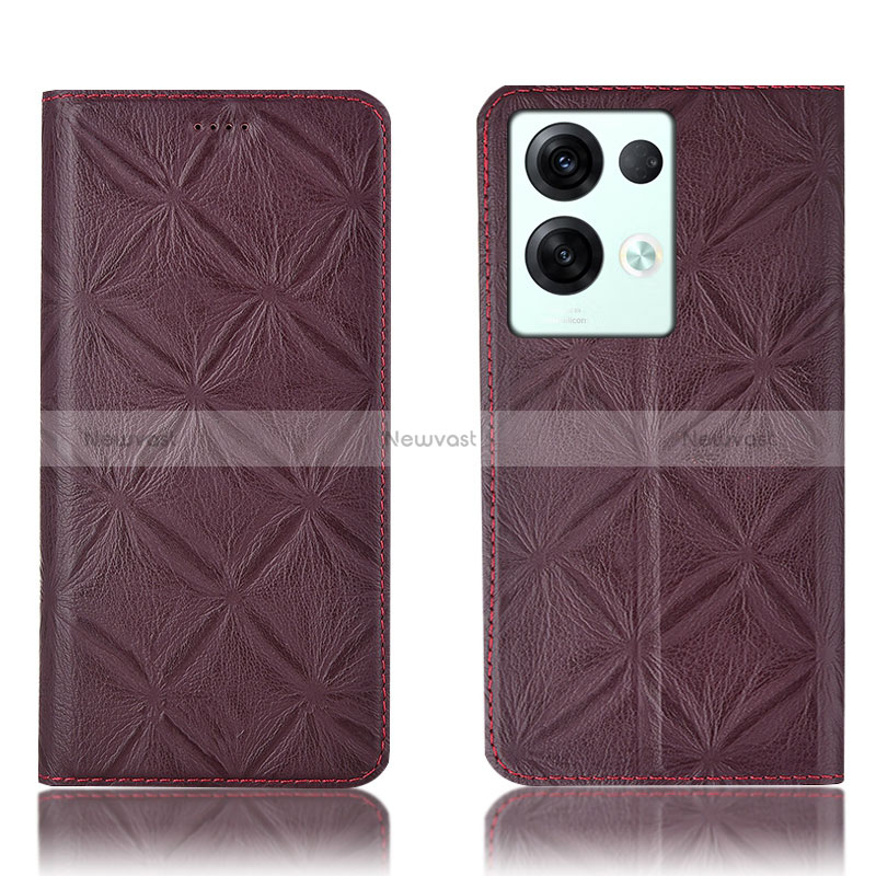 Leather Case Stands Flip Cover Holder H15P for Oppo Reno8 Pro 5G