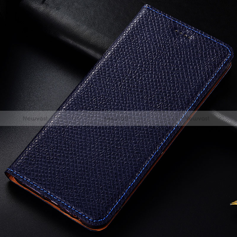Leather Case Stands Flip Cover Holder H15P for Samsung Galaxy A9 Star Lite Blue