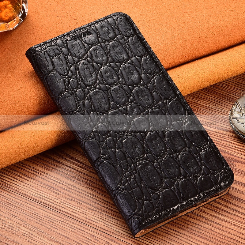 Leather Case Stands Flip Cover Holder H16P for Apple iPhone 12 Black