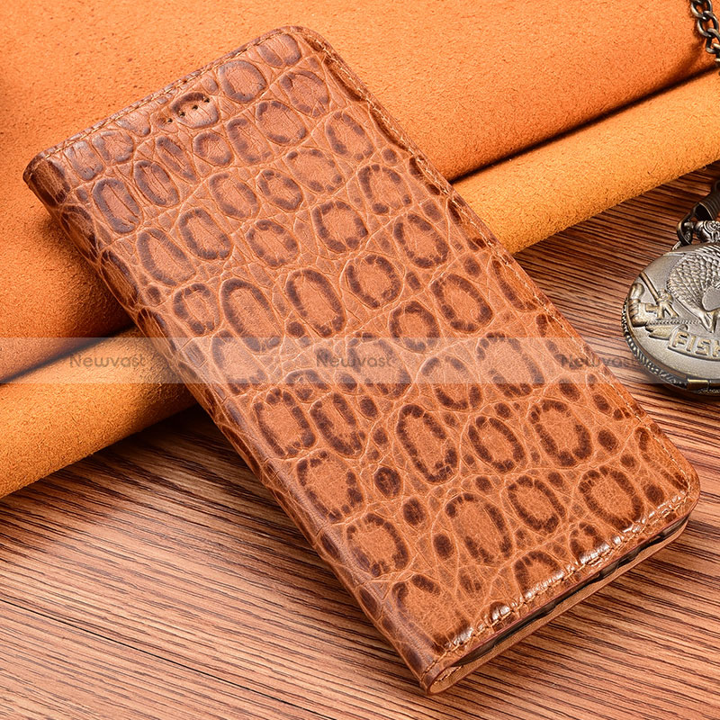 Leather Case Stands Flip Cover Holder H16P for Apple iPhone 6S Light Brown