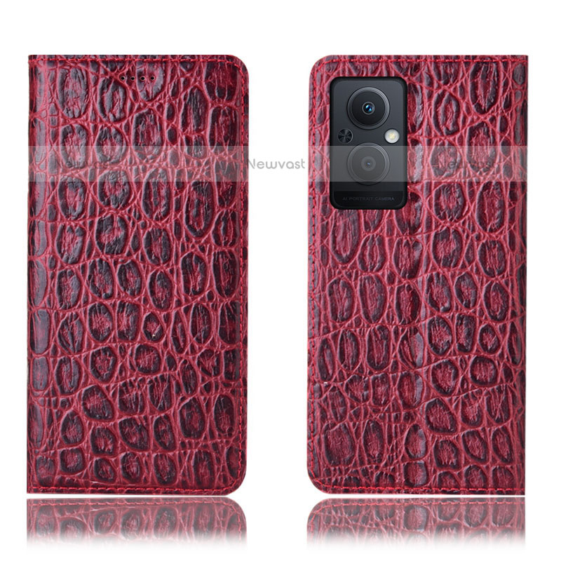Leather Case Stands Flip Cover Holder H16P for OnePlus Nord N20 5G Red