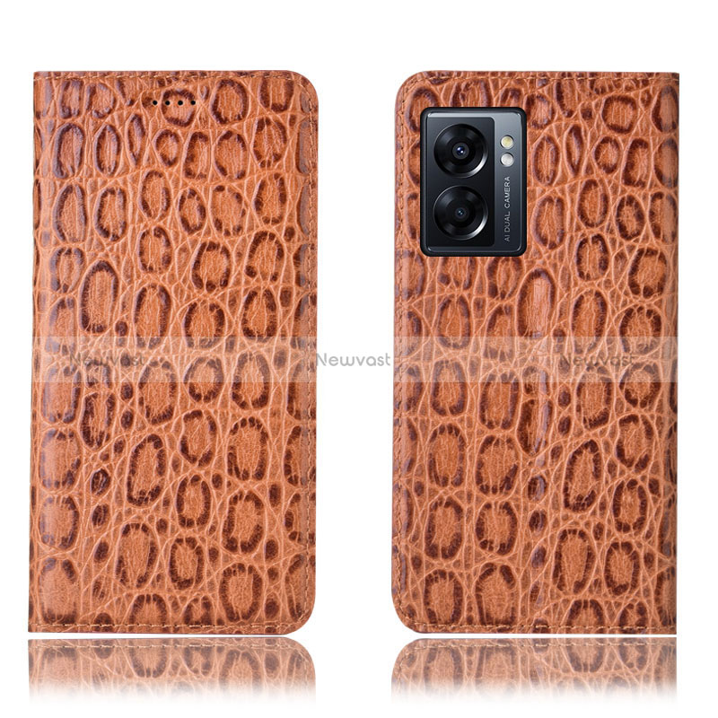 Leather Case Stands Flip Cover Holder H16P for Oppo A56S 5G